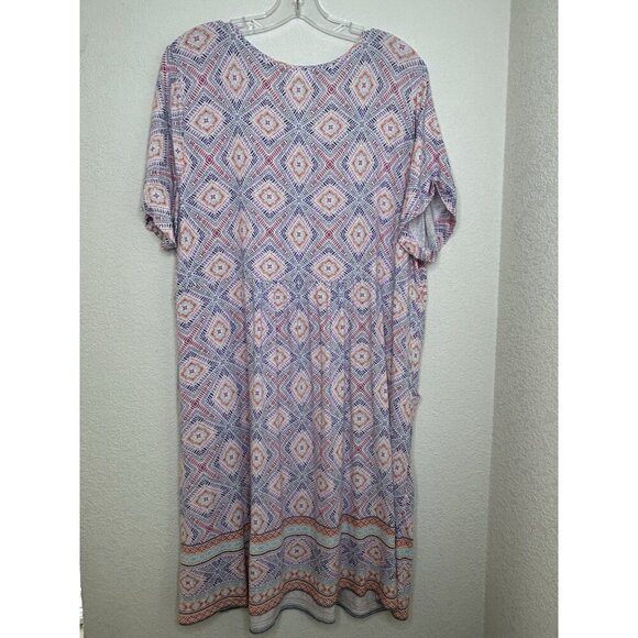 J Jill Dress Extra Large Petite Shift Geometric Pockets Empire Soft Stretch XLP - Picture 2 of 15